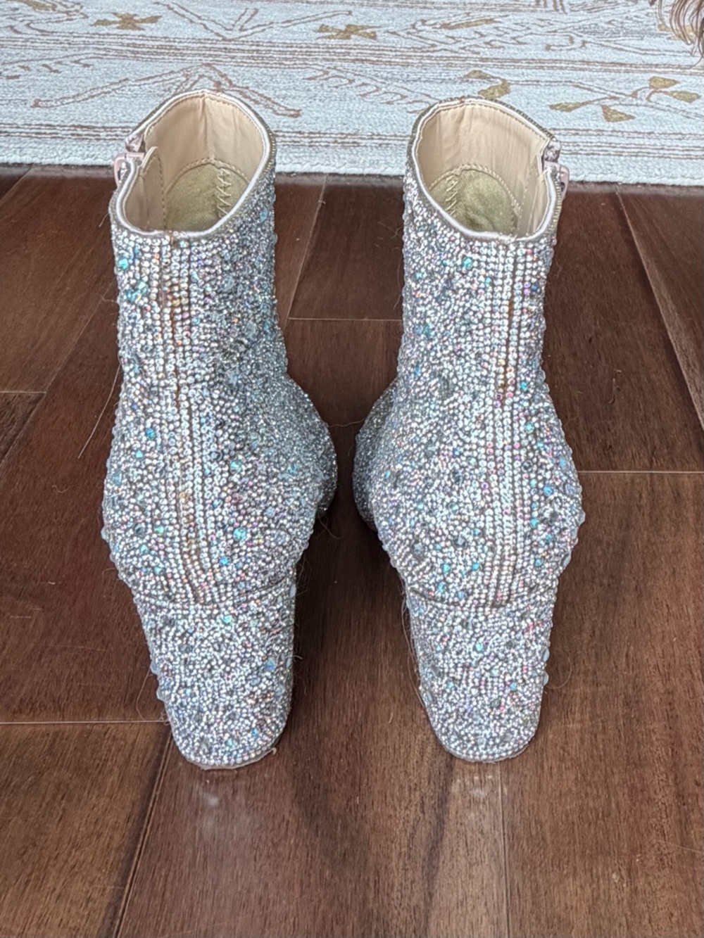 Betsey Johnson Sparkling Crystal Embellished Women's Ankle Boots - Silver - Picture 4 of 7
